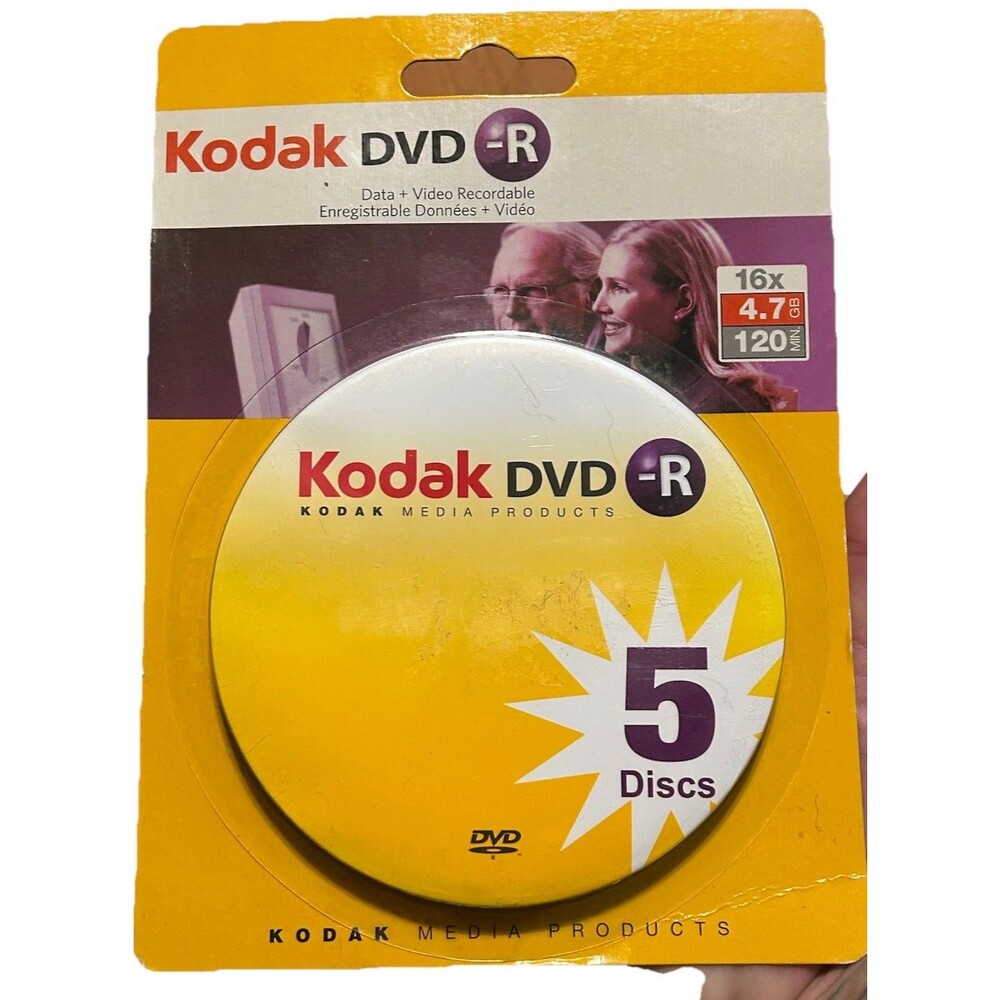 Kodak DVD-R DISCS 4.7GB rewritable DVD 4x speed Pack of 5